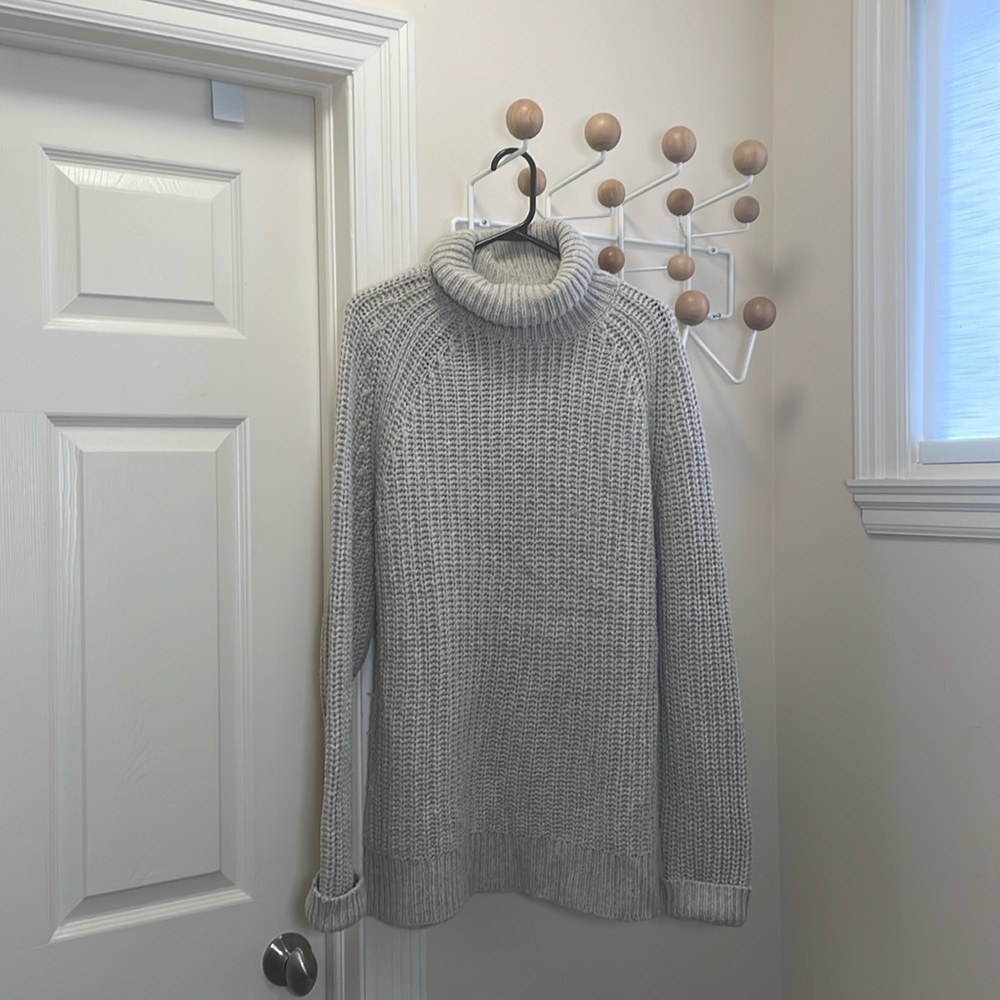 All Saints - Wool Blend Turtle Neck Knited Sweater - Cream / Grey - M